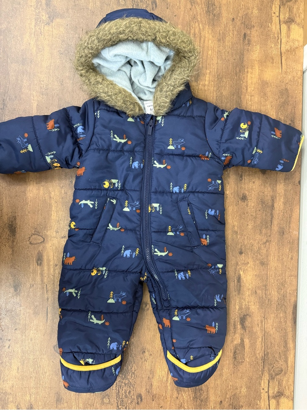 Toddler Navy Puffer One-Piece Snowsuit with Faux-Fur Hood Carter's 6/9